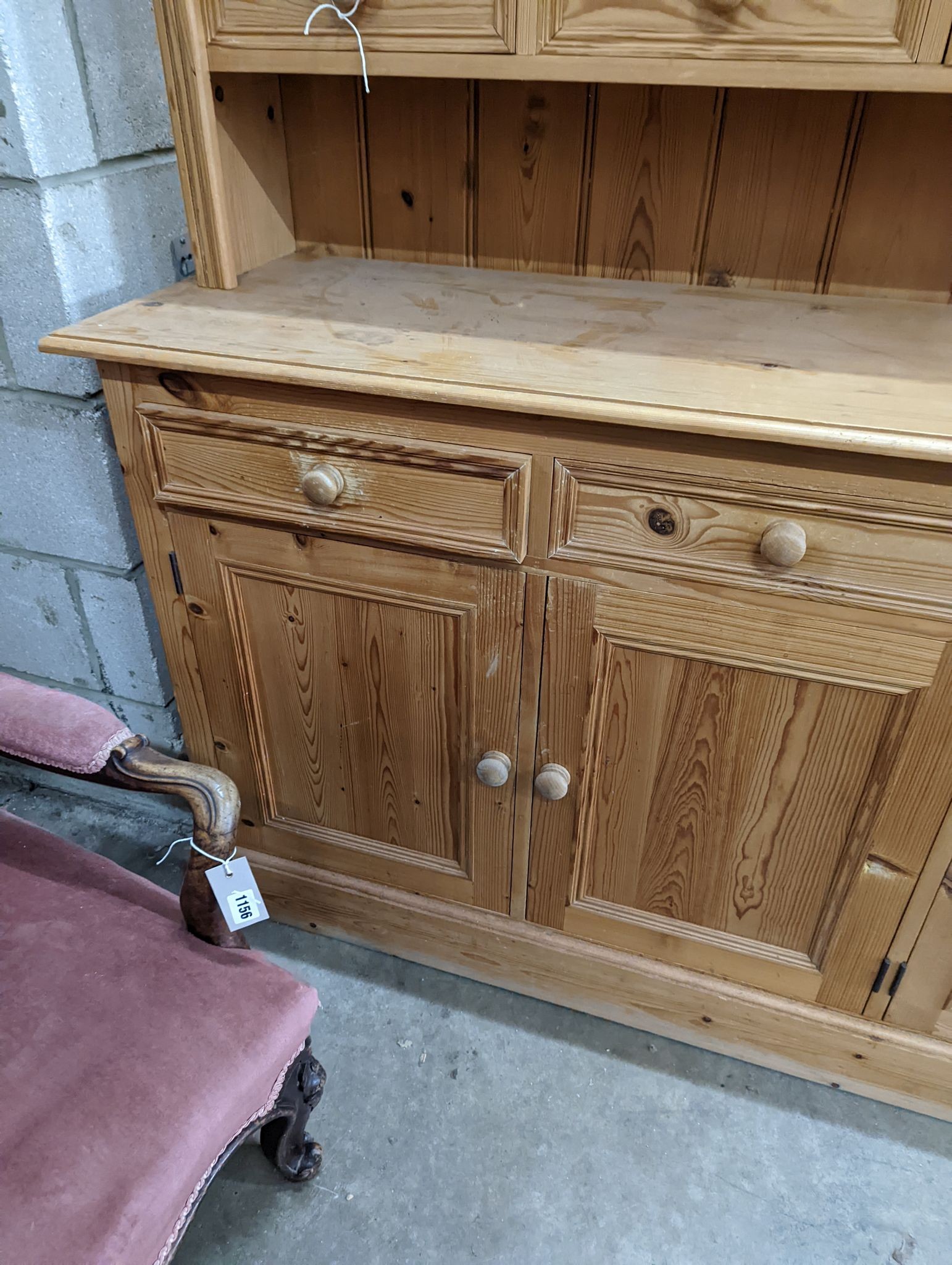 A Victorian style pine dresser, length 182cm, depth 42cm, height 199cm